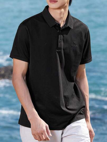 CAMEL CROWN 男士户外休闲Polo衫，新款抗菌夏季短袖T恤情侣款清凉舒适Polo衫休闲翻领衬衫