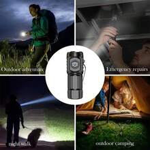 KENSUN 1pc Portable Mini LED Flashlight, Powerful 3*W Core, Compact Pocket Flashlight, USB Rechargeable, 5 Lighting Modes, Bright Light Cap Clip Light, Suitable For Hiking, Camping, Fishing, Running, Work, Car, Outdoor Emergency - Black - View 8