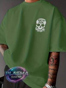 Comfortable Basic T-Shirt For Everyday Wear Skull Art Streetwear Urban Culture Street Fashion Street Graffiti Skater Shirt Blouse Unisex Men's Women's 100% Cotton Top Premium Streetwear New Release Immediate Shipping Various Colors!! Plus Size - 軍綠色 - 查看 2