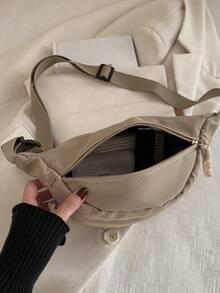 尼龙大容量胸包/腰包，男女通用，适合日常、运动、跑步、旅行、休闲使用，简约时尚女士腰包 - 卡其色 - 查看 10