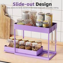 Euuztu Under Sink Organizer 2 Pack, Sink Pull-Out Sliding Storage Cabinet, 2-Tier Under Shelf Organizer Kitchen Bathroom, Purple - 紫色 - 查看 4