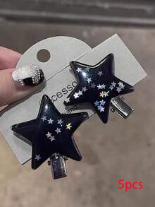 Clip para el cabello con estrella de purpurina estilo Y2K, clip de flequillo con estrella de cinco puntas lindo y elegante, accesorio de clip lateral de diseño de nicho - Multicolor - Ver 11