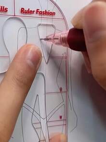 1件装时装设计尺，服装设计人体模板尺，设计技术工具，女装设计人体时尚动态图尺，草图模型效果图模板，创意透明亚克力尺，极简刻度塑料绘图尺 - 多色 - 查看 6