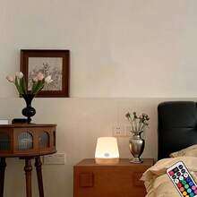 1pc RGB Eye-Care Lamp, LED Light Source, Bedside Night Light, Atmosphere Light, Bedroom Lighting, Suitable For Room, Nighttime Lighting, Illumination, Hanging Design, Control Function, Battery Powered (Batteries Not Included), Reading Lamp - Bedside Lamp - View 2