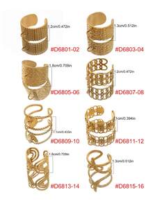 2个不锈钢几何宽环可调节开口环，适用于DIY戒指，带跳环底座，戒指包边篮式珠宝配件 - 戒指底座 - 查看 2