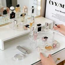 3-Tier Acrylic Makeup Organizer Display Rack, 7.9 Inches Wide X 3.9 Inches High, Suitable For Decorating And Organizing Items, Figurines, Perfumes, Cosmetics - Clear - View 5