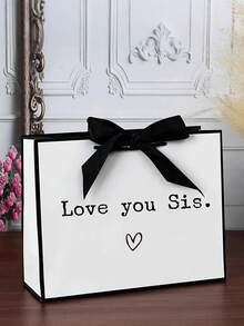 1pc Sister Gift Bag, Unique Premium Sister Gift Bag, Gift Wrap Bag For Sister, Lightweight Tote Bag With Ribbon, Women's Casual Handbag, Wedding Party Gifts, Birthday Gift - Multicolor - View 2