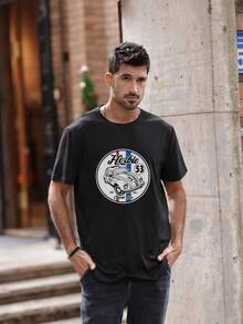 Versatile Casual Loose Fit Short Sleeve T-Shirt With Fun Racing Design Print, For Vacation, Work And Everyday Wear - Pink - View 2