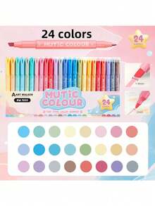 6/12/24 Colors Vivid Liquid Acrylic Soft Tip Marker Pen Set | Student Art Painting Graffiti Color Box, Back To School Essential - Square - View 10