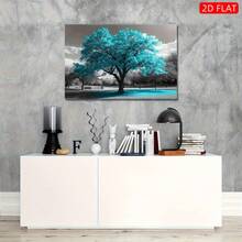 Turquoise Tree Canvas Wall Art - Modern Minimalist Black & White With Turquoise Accent, Framed Painting, Sturdy Wooden Frame Living Room, Bedroom, Office Decor - Housewarming Wedding Idea, House Decor, Fingerprintsfriendly Material, Home Decoration, Highquality Print, Decorative Artwork, Home Decorators, 2D Flat, Room Decor - 1 - View 7