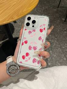1pc Cherry Letter Pattern Airbag Transparent Anti-Drop TPU Phone Case, Suitable As Holiday Gift Compatible With Apple Xs/Xsmax/Xr/11 12 13 14 15 16 17pro/Promax/14 15 16 17plus And Series Phones - Multicolor - View 2