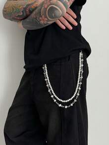 1件复古几何仿珍珠骰子多层吊坠项链，哥特朋克风、休闲简约风、街头风、摇滚嘻哈风、派对风、日常佩戴风，男女皆宜的项链礼物 - 褲鏈 - 查看 2