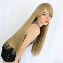 Must-Have Long Straight Wig For Dates & Shopping | Light Blonde/Silver White | Realistic Synthetic Wig For Everyday - Multicolor - View 3