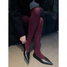 1pc Women's Autumn/Winter Sexy Velvet Tights Multi-Color Super Elastic Vintage Style Velvet Leggings Casual Daily Wear - Màu Đỏ Sâu - Xem 1