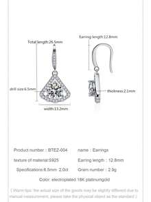 一套进口奢华1克拉莫桑石925纯银吊坠项链、戒指、耳环三件套首饰，女士/节日礼物 - 銀色 - 查看 11