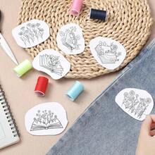 Pre-Printed Embroidery Pattern Paper, Self-Adhesive Water Soluble Stabilizer Kit With Book & Floral Botanical Designs - A - View 3