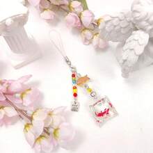 Y2K Cute Phone Charms Set - Aesthetic Cherry,Flower, Butterfly & Star Cell Phone Straps, Kawaii PhoneAccessories For Bag Keychain, , Camera Decor - Cá Hồng - Xem 3