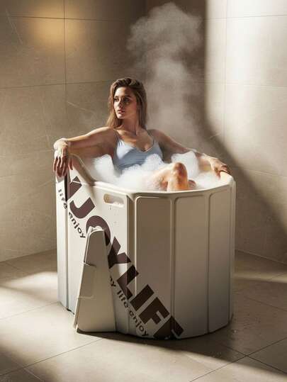 1pc Adult Portable Foldable Large Bathtub 33.4"X21.6"X29.5", 2-Person Independent Soaking Tub, No Installation Required, Insulated Spa Bathtub For Indoor/Outdoor Use, Great Gift - Bathroom Essential