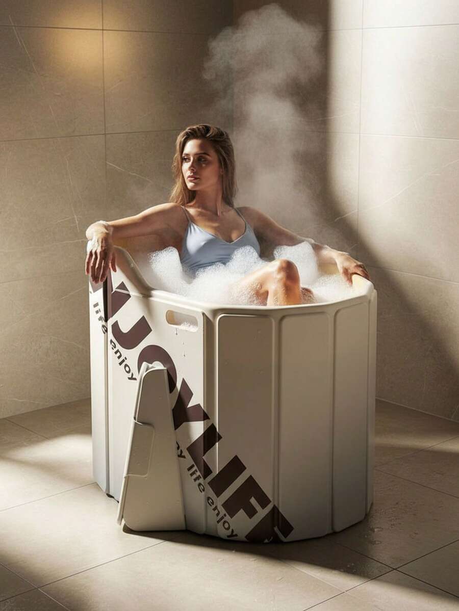 1pc Adult Portable Foldable Large Bathtub 33.4"X21.6"X29.5", 2-Person Independent Soaking Tub, No Installation Required, Insulated Spa Bathtub For Indoor/Outdoor Use, Great Gift - Bathroom Essential