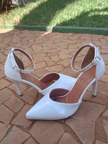 Calçados Feminino Flor de Romã Scarpin Social Festa Luxo Salto Fino Branco - Branco - Visão 2