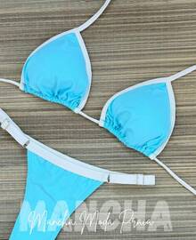✨Cotton Candy String Bikini In Polyamide – Comfort And Style ✨ - BLUE RIBBON WHITE - View 5