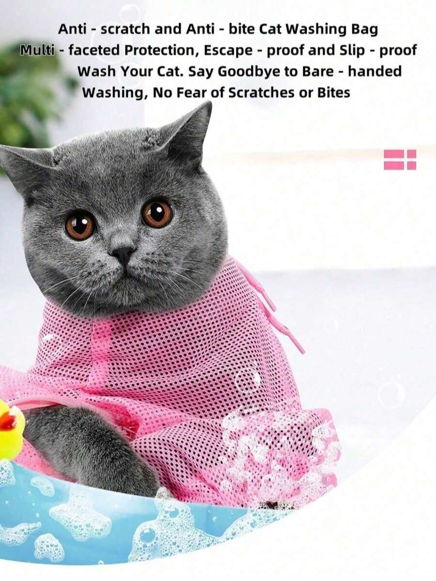 1 Upgraded Cat Bathing Bag, Cat Bathing Tool, Pet Restraint Bag, Bathing Bag, Nail Trimming, Grooming And Medication, Cat Bathing And Cleaning Supplies - Multicolor - View 1