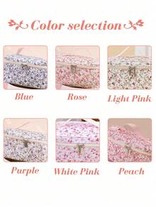 Custom Flower Makeup Bag, Personalized Bridesmaid Makeup Bag, Seersucker Cosmetic Bag For Girl, Large Capacity Cosmetic Bag, Bridesmaid Bridal Gifts, Makeup Organizer, Monogrammed Toiletry Bag, Embroidered Make Up Bag - Multicolor - View 8