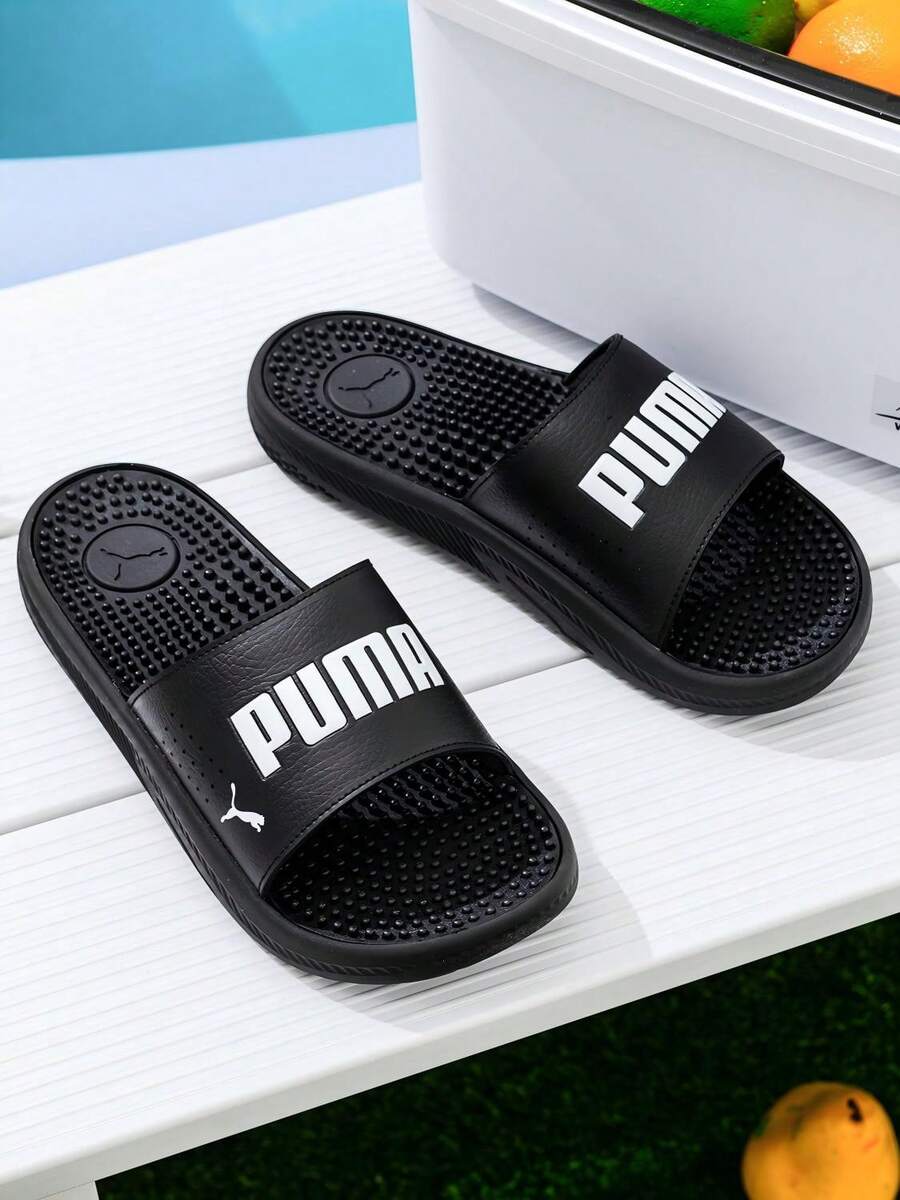 Puma Men's Softride Slide Lightweight Comfortable Breathable Casual Sandals 383062-01 - Black-white - View 1