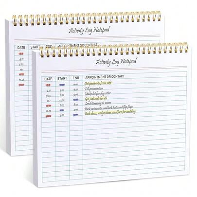 Activity Log Notepad, Spiral Activity Log Book For Business Work With Checklist, Organized Time Spending, Appointment Or Contact. 8.5 X 11 Inch,Thick Paper, Hard BacFKing(2 Pieces)
