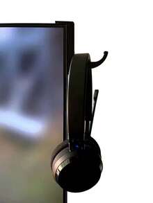 1pc Multi-Functional Black Headphone Hanger Hook, Compatible With Computer Headphones, Headsets, Can Be Installed On Monitor, Desktop PC, Wall, Also Suitable For Gaming Devices Storage. Compact And Sturdy, Stable Support, Space-Saving, Tidy Desktop Storage, Practical Gift, Ideal Accessory For E-Sports And Office Desk Organization. - Black - View 4