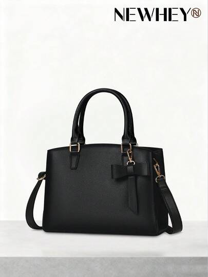 Purses For Women Leather Top-Handle Handbags Waterproof Crossbody Bag Ladies Work Tote Bag With Detachable Bow