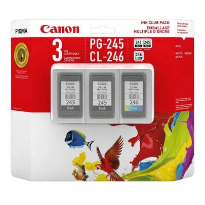 3-Pack Original Ink Cartridge Set, 2x Black Pigment & 1x Tri-Color Dye Ink For Select PIXMA Printers, Crisp Text & Vibrant Photos With FINE Technology, Enhanced Print Yield For Home And Office