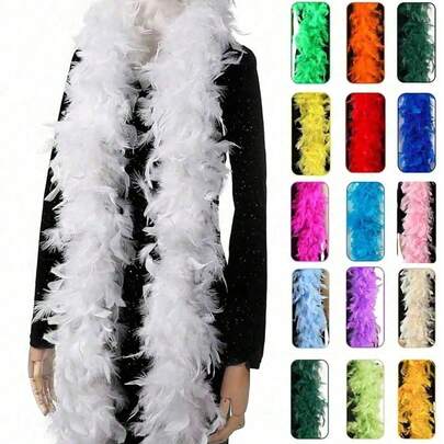 Feather Boa, Carnival Feather Boa, Holiday Decorations, DIY Party Costume Accessories, Colorful Feather Boa, Scarf Decor, Suitable For Birthday Party, Halloween, Christmas, Racing, Tea Party, New Year's Eve, Concert And Home Decor, Ball, Wedding, Stage Performance, Carnival Costume And Accessories, Party Supplies, Bachelorette Party, Photo Props, Valentine's Day Celebration