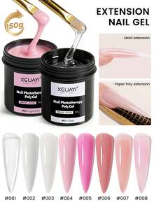 XEIJAYI 6色150克UV/LED固化凝胶美甲延长胶，适合家庭美甲沙龙DIY，可用于制作亚克力水晶美甲延长胶。 - 粉色 - 查看 1