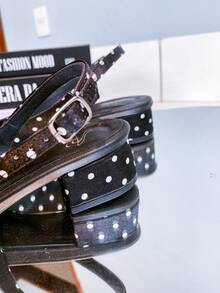 Slingback Open-Toe Pump With A Heel Below 3cm. - Plain Polka Dots - View 6