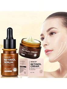 MMJD FDA认证视黄醇面霜+精华套装，VA抗衰老美白提亮肤色，减少细纹和皱纹，淡化色斑并预防黄褐斑，两件套面部护理套装 - 視黃醇霜+精華液 - 查看 4