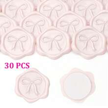 30个3D蝴蝶结蜡封贴纸，优雅的香槟色自粘封印，适用于婚礼请柬、礼品包装装饰、信封、圣诞节和派对装饰、贺卡 - 浅粉色 - 蝴蝶結-淡粉 - 查看 9