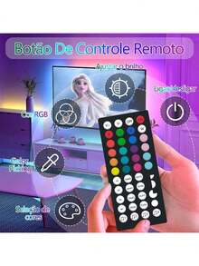 SMART RGB LED Strip Light 5 Meters/3 Meters, Color Control, 44 Keys, USB Input - 5 metros - Ver 3