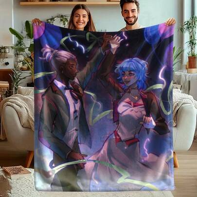 Ultra Soft Flannel Blanket With Mysterious City Battle Design - Suitable For All Seasons, Warm And Comfortable - Great For Sofa, Office, Travel And Gifts