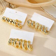 18件套CCB耳环套装，不对称C形轮胎图案耳环套装，女士珠宝礼品 - 金色 - 查看 4