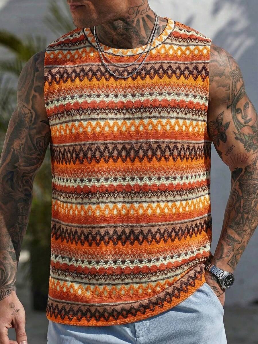 Áo tank top nam cổ tròn, thoáng khí, nhanh khô, kiểu dáng thường ngày, thích hợp cho mùa hè. - trái cam - Xem 1