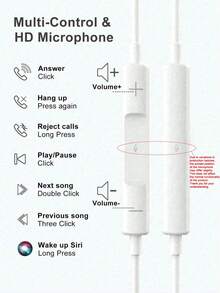 Wired In-Ear Headphones EarPods With Lightning Connector, Built-In Remote Control For Music, Calls And Volume. Wired In-Ear Headphones - Lightning Connector, Support Hands-Free Calling (Requires Bluetooth Connection). In-Ear Headphones, Christmas/Household Gift. - White - View 4