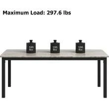 Mesa de Comedor de 71 Pulgadas para 6, mesas de Cocina de Madera de Granja para la Familia, Mesa de Comedor Rectangular de Estilo Industrial con Marco de Metal Resistente, computadora Largo para - Gris - Ver 4