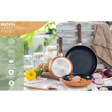 3Pcs Copper Ceramic Nonstick Frying Pan Set Induction Hob Compatible Kitchen Cookware Even Heat Distribution Skillet Set For Home Cooking 20cm/24cm/28cm - Copper - View 8