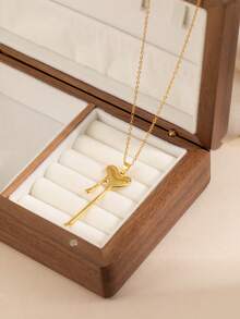 1 Piece Of Sweet And Cool Versatile Gold-Plated Butterfly Heart Necklace With Pleated Texture, Melted Heart, And Niche Design. European And American Hot Girls' Daily Street Accessories - Gold - View 4