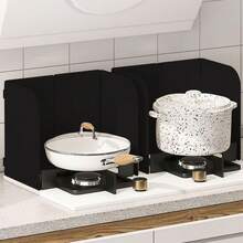 AIMECO レンジカード 折りたたみ式 U 型 油はね防止 耐熱 ガスコンロ / IH 対応 キッチン用 - ブラック - チェックする 7