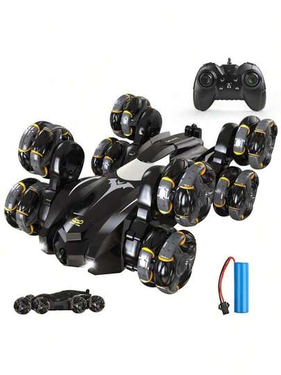 1 pieza Coche de control remoto con giro de 360° para trucos, regalo de cumpleaños para niños de 3, 4-6 y 6-8 años, coche de control remoto con forma de murciélago, adecuado para regalos de Navidad, Pascua, Halloween y Acción de Gracias