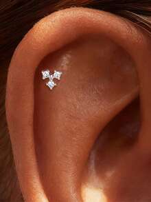 1 đôi bông tai bạc 925 đính đá Moissanite hình ngôi sao tinh tế, kiểu dáng phẳng, thích hợp cho nữ, đeo hàng ngày, hẹn hò, đi nghỉ mát, dự đám cưới, dự tiệc, làm quà tặng ngày lễ. - Bạc - Xem 7