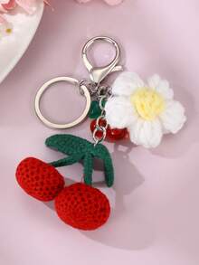 1 pezzo Ciondolo all'uncinetto alla moda e affascinante, decorazione a forma di ciliegia, girasole, fragola, adatto per decorare borse quotidiane, abbinare a feste o regalare alla migliore amica - Multicolore - Visualizzare 4