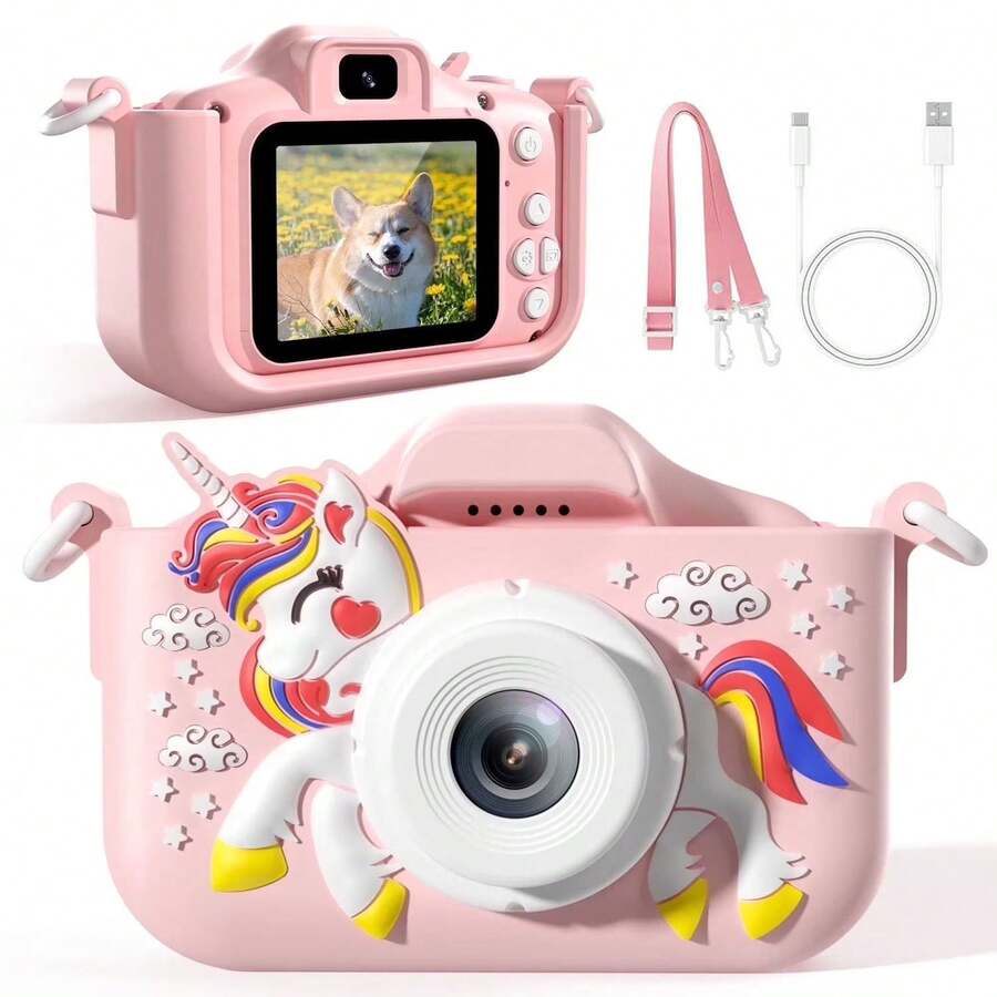 KIISDA Kids' Camera Dual Camera 48MP Resolution 1080p HD Video 8x Zoom Supports Time-Lapse Photography Built-In Educational Games & More Features The Perfect Holiday Or Birthday Gift For Boys And Girls Kids' Toy